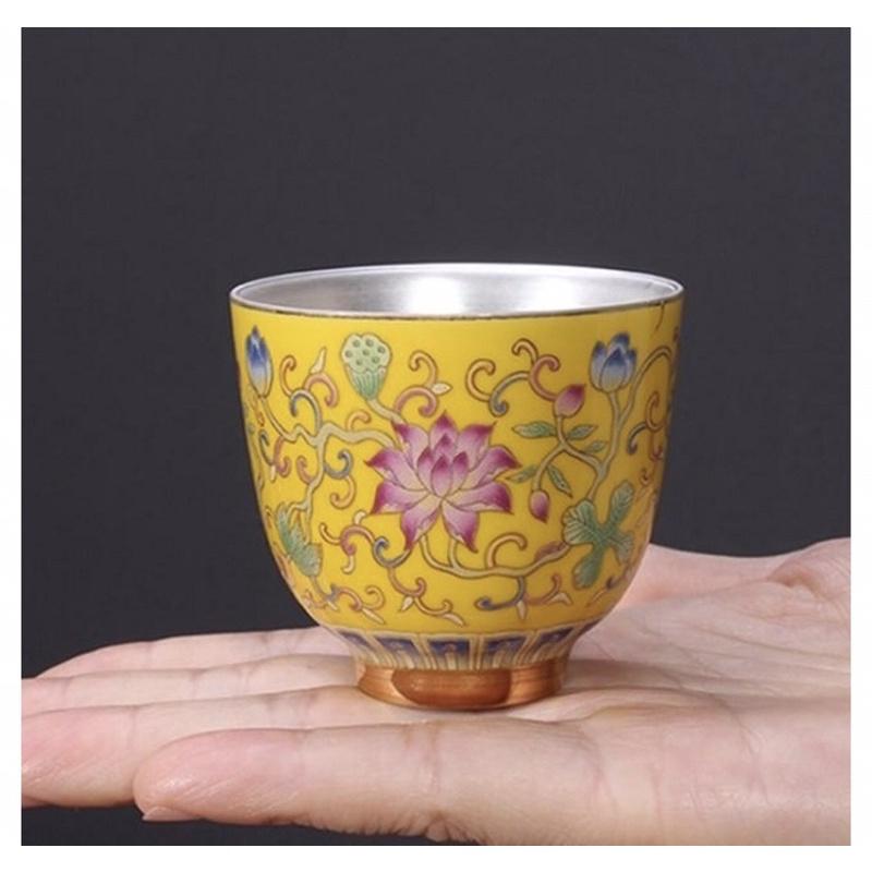 Chén Bạc uống trà Hoa Sen ngũ sắc