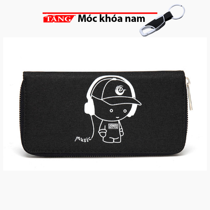 Ví cầm tay nam nữ in hình nổi bật nontop A6 Tặng móc khóa nam