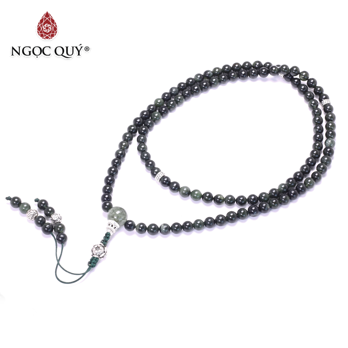 Chuỗi 108 hạt đá thạch anh tóc xanh mệnh hỏa, mộc - Ngọc Quý Gemstones