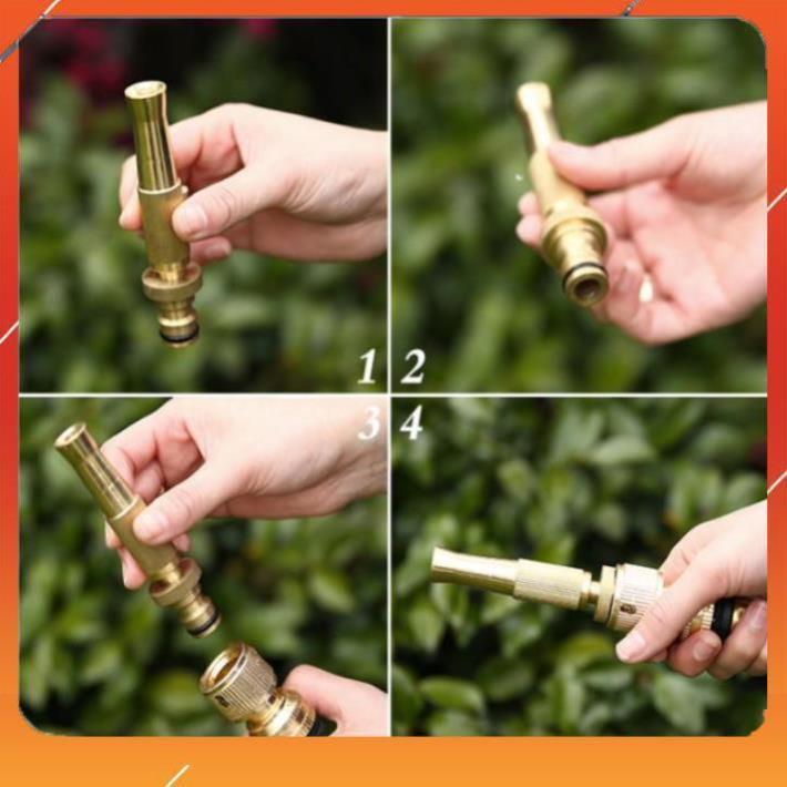 Vòi Xịt️Evoucher Bộ dây vòi xịt nước rửa xe, tưới cây , tăng áp 3 lần, loại 15m 206587 đầu đồng,cút đồng