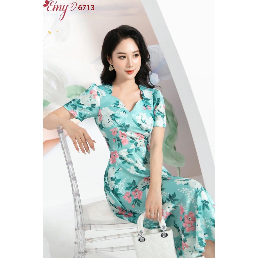 Đầm EMY EM6713 Xoè Nhún Cúp Ngực