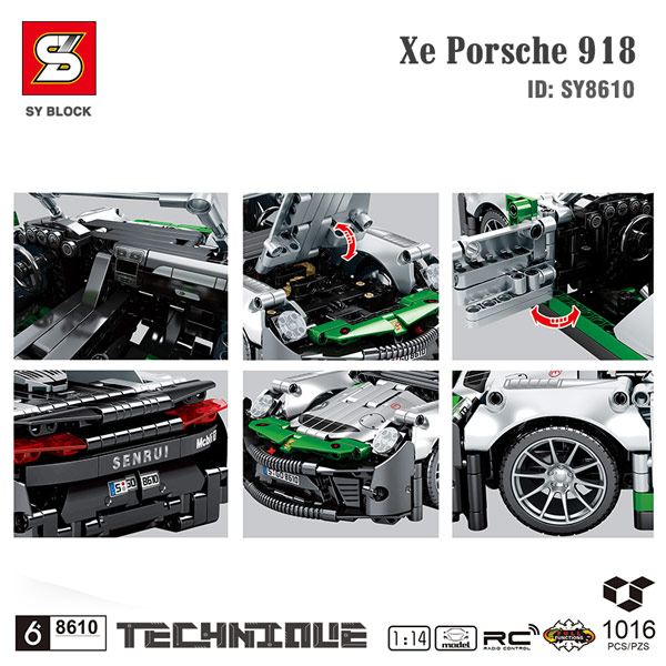 Bộ đồ chơi lắp ghép, xếp hình Siêu xe Porsche 918 - SY BLOCK SY8610 ( có 2 bản)