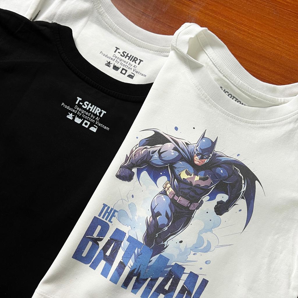 Áo thun AI bé trai hình Batman chất cotton bốn chiều BT141 - Đen