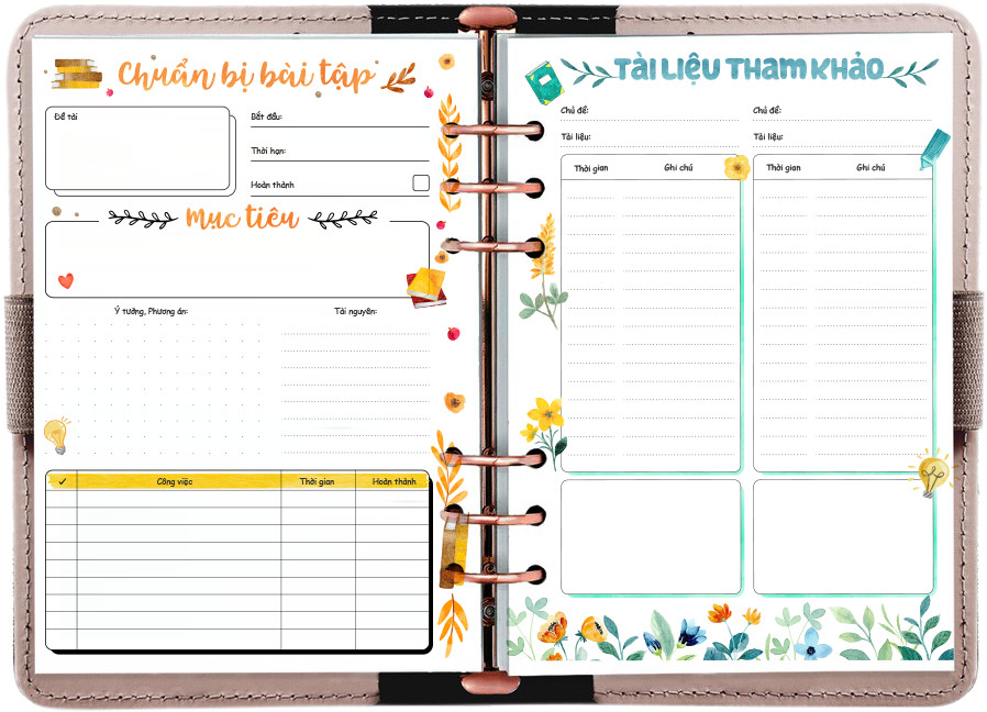 Giấy / Ruột refill sổ còng 6 lỗ A5 cho sinh viên, học tập 60 tờ, định lượng 100gsm của Self Planner