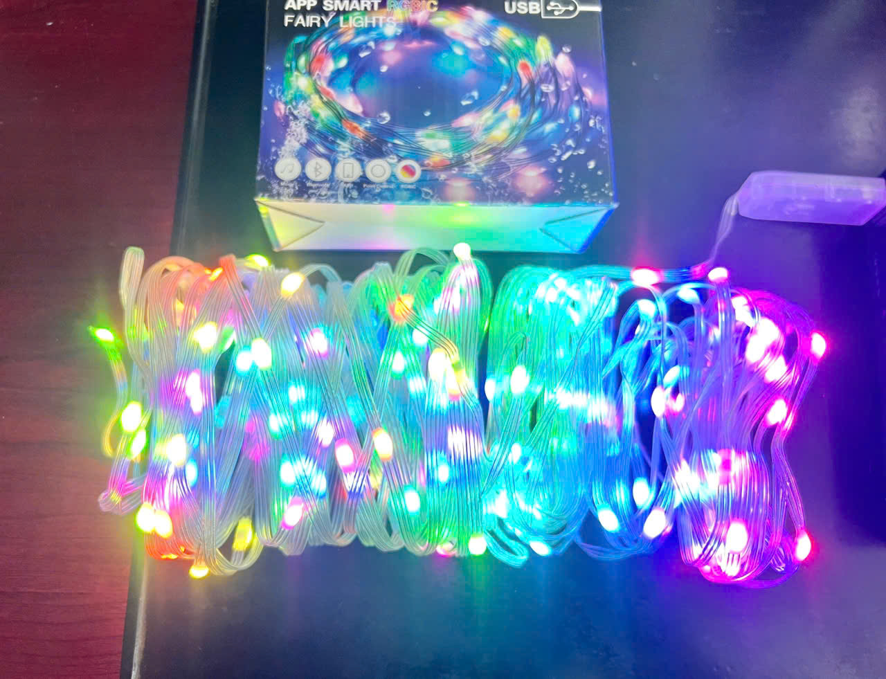 Dây Đèn Led Trang Trí Dài 20 Mét, Đèn Led RGB 16 Triệu Màu Chống Nước, Led Giọt Lệ Điều Khiển Qua APP, Remote 24 Phím, Nguồn USB