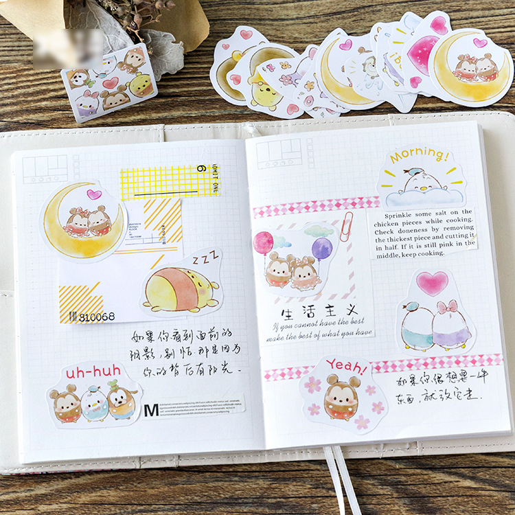 Sticker chủ đề Tsum Tsum - Hộp 45 miếng dán trang trí sổ tay Bullet Journal - M129