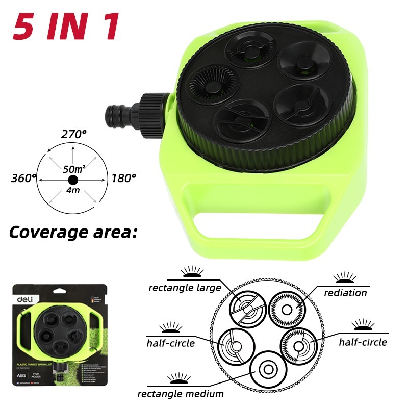 Bộ vòi nước tưới cây, rửa xe đa năng Deli dây dài 10m - Tặng kèm bộ phụ kiện đầu nối đa năng