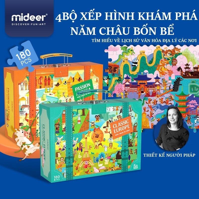 BỘ GHÉP HÌNH VALI 4 CHÂU LỤC - 180 Miếng Ghép