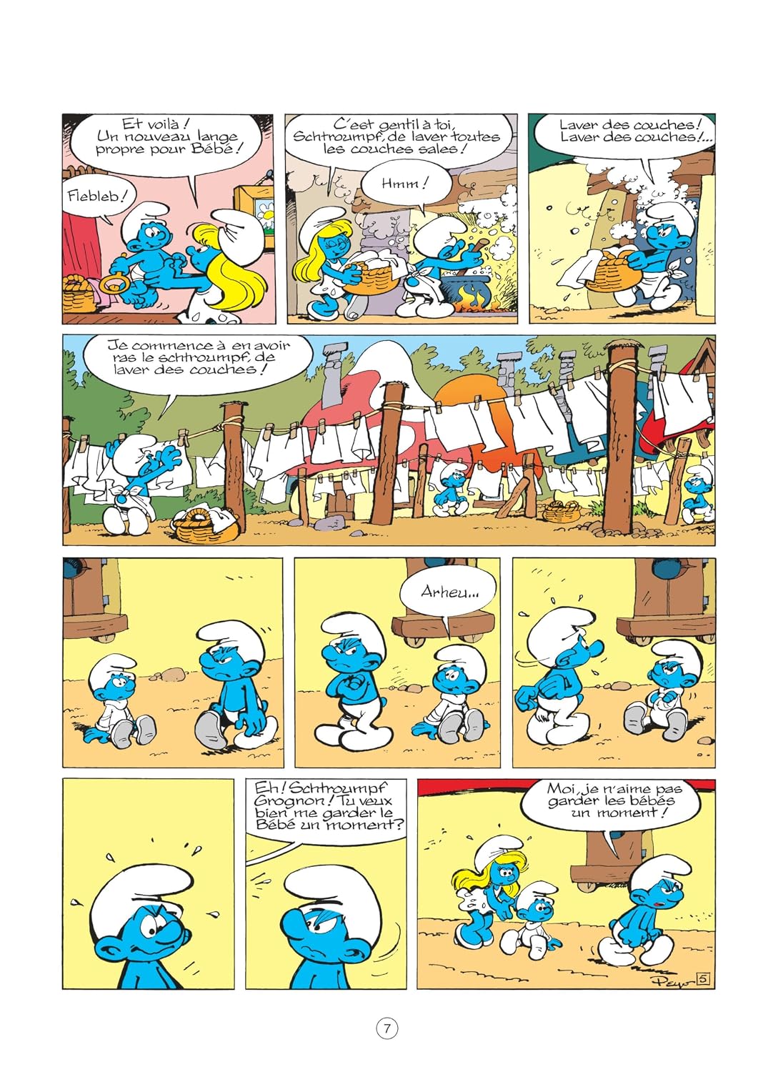 Sách truyện tranh tiếng Pháp - Les Schtroumpfs - Tome 12 - Le Bebe Schtroumpf