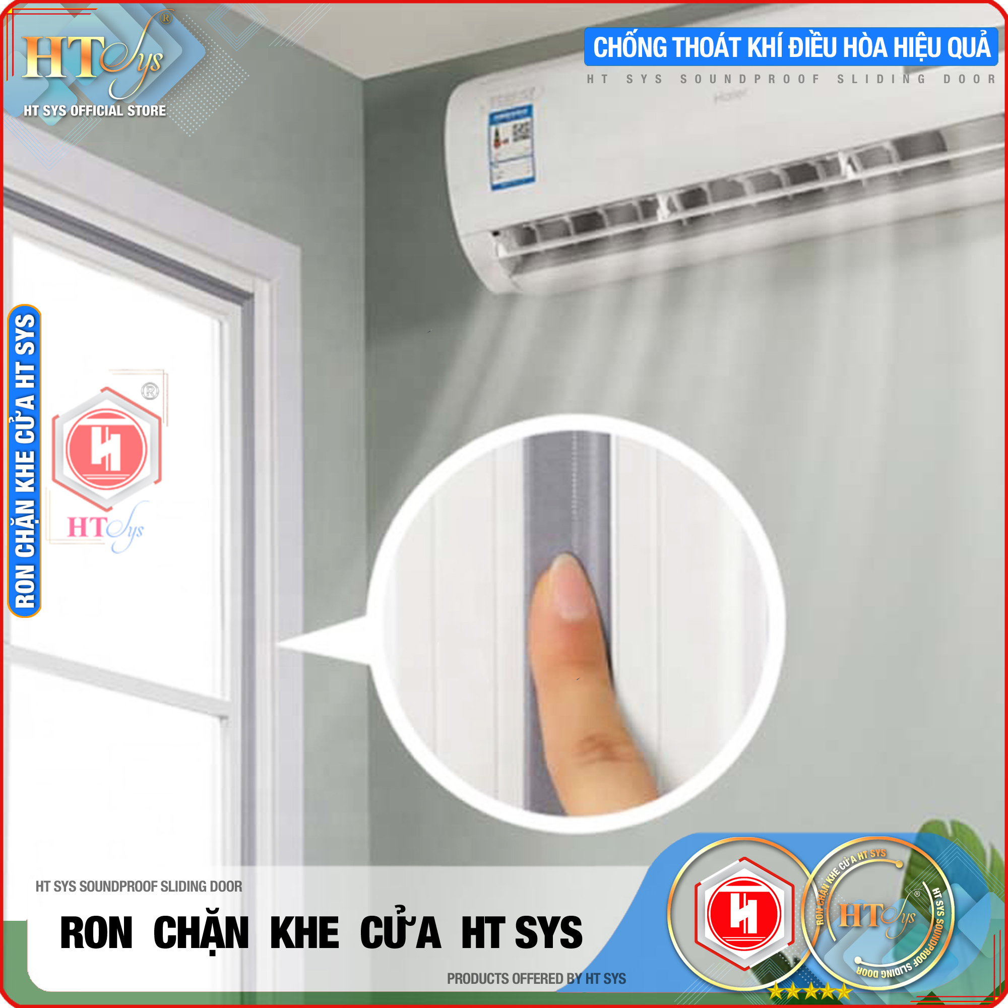 Ron chặn khe cửa HT SYS - Ngăn gió cách âm - Chống bụi, ngăn côn trùng, chống thoát khí điều hòa - Ron chặn khe cửa đa năng chất liệu PU cải tiến - Hàng Chính Hãng