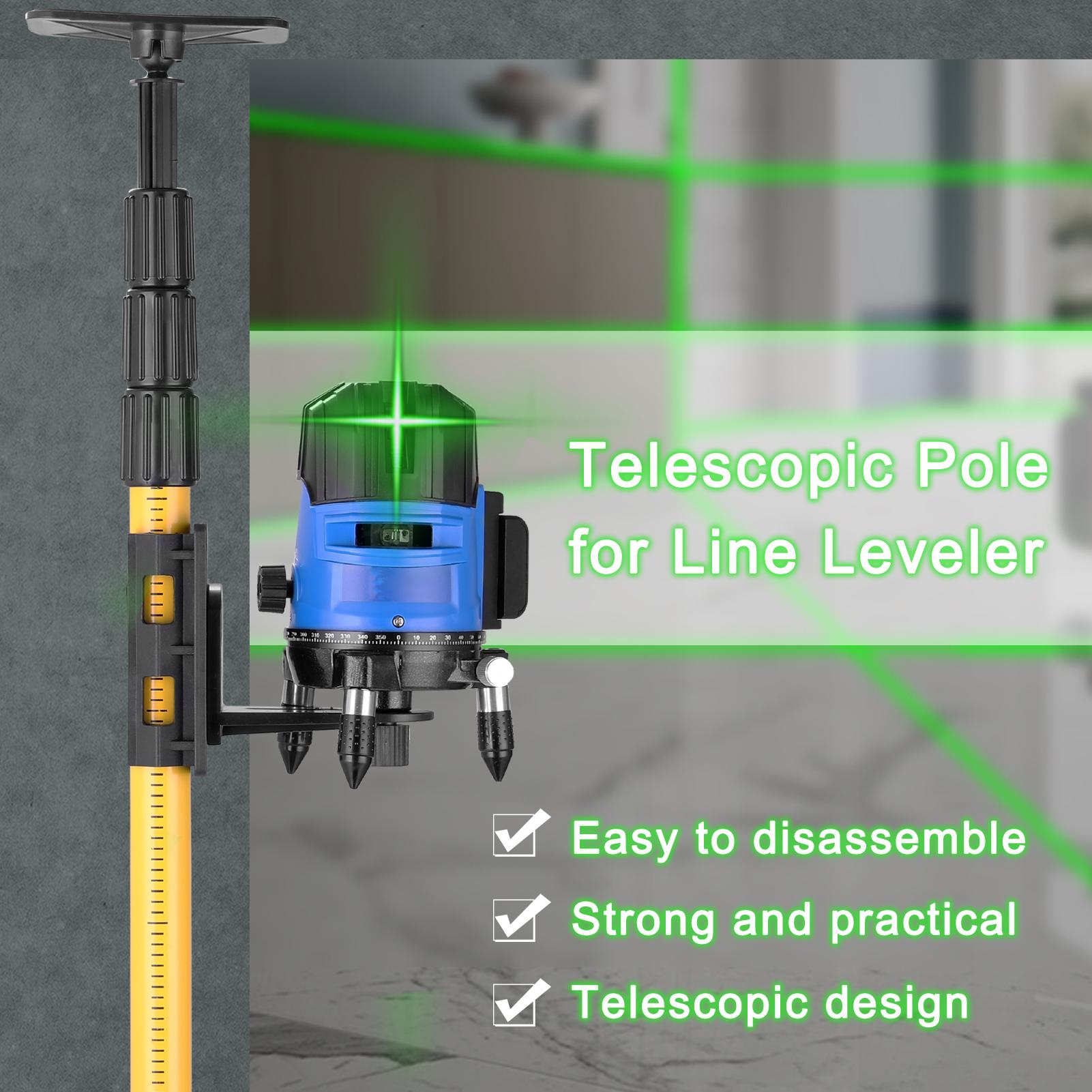 Telescopic Pole for Line Leveler Aluminum Alloy Adjustable Lift Extend Bracket Holder Stand Support for 1/4''and 5/8''