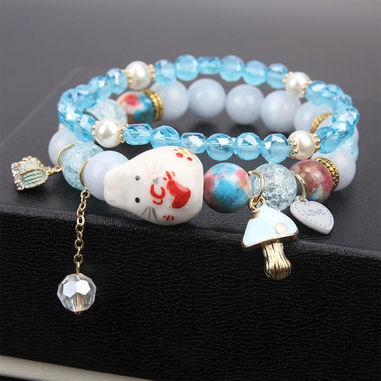 Vòng tay thạch anh tuyết mix charm may mắn - Tặng kèm vòng tay pha lê xinh xắn TTB-VT88 6
