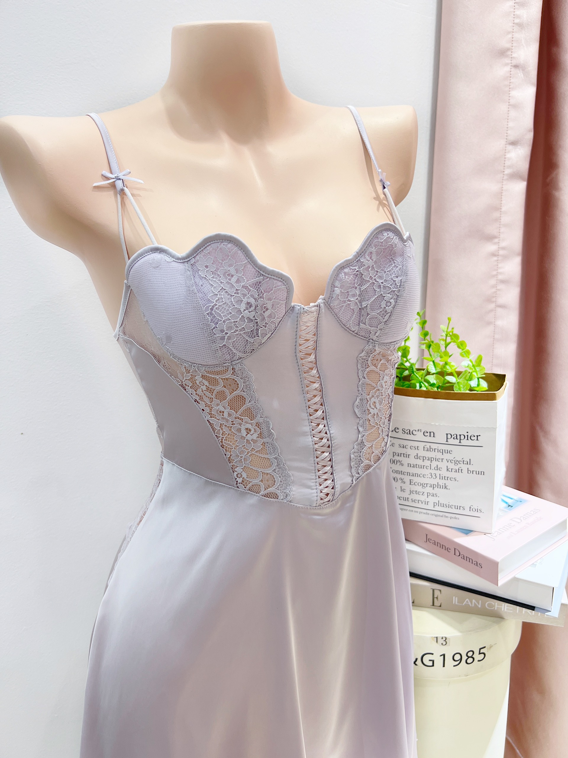 Váy Ngủ Trơn Đan Dây (Không kèm áo choàng) - B.Lingerie