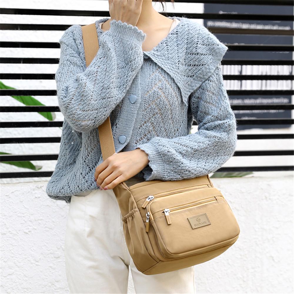 Dây Kéo Đôi Đeo Chéo Túi Xách Cho Nữ Nylon Chất Lượng Cao Vải Đeo Vai Thiết Kế Cổ Túi Nữ Du Lịch Tất