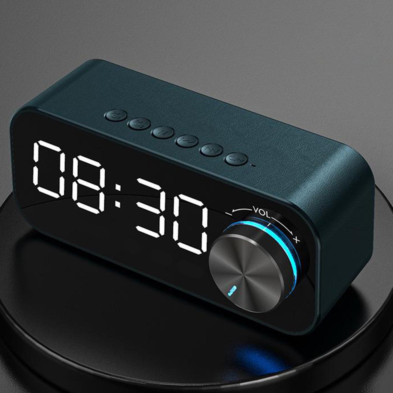 Dual Clock Bluetooth Mirror with Stereo Speaker Timer Desktop Black
