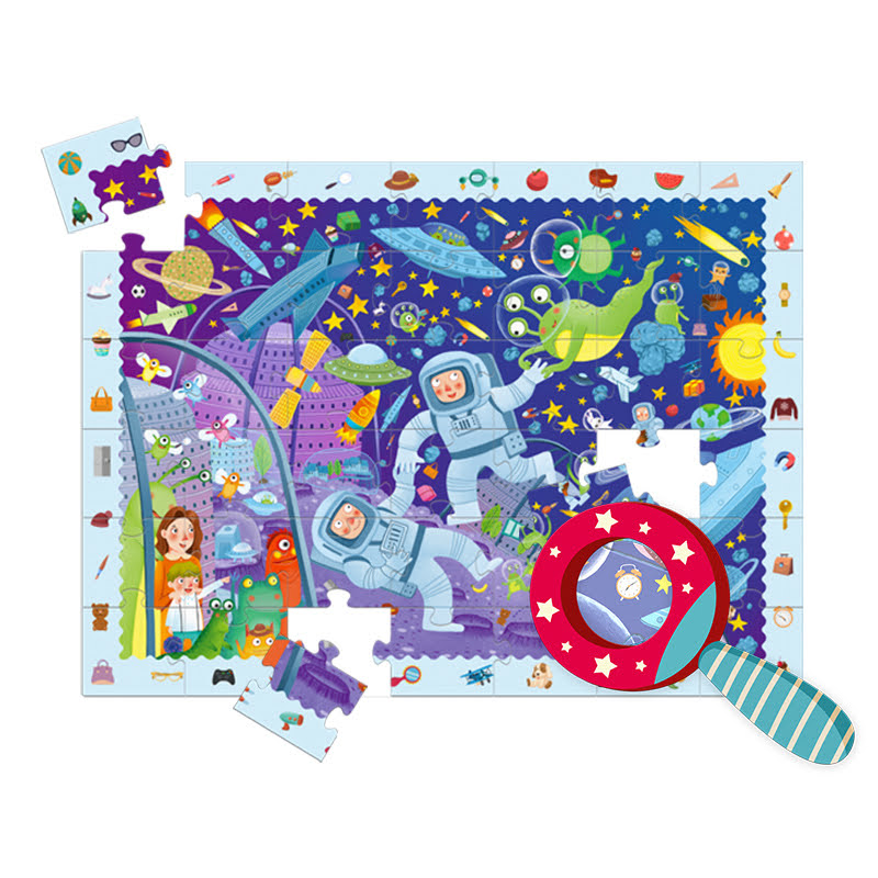 Đồ Chơi Ghép Hình Kèm Kính Lúp Cho Bé Làm Thám Tử Không Gian MD3007 - Mideer Puzzle - Detective In Space