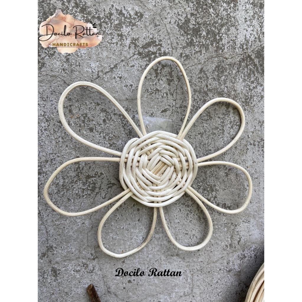 Set 3 bông hoa bằng mây trang trí- Đồ mây decor trang trí treo tường, trang trí nhà cửa, hoa trang trí tường quán cà phê