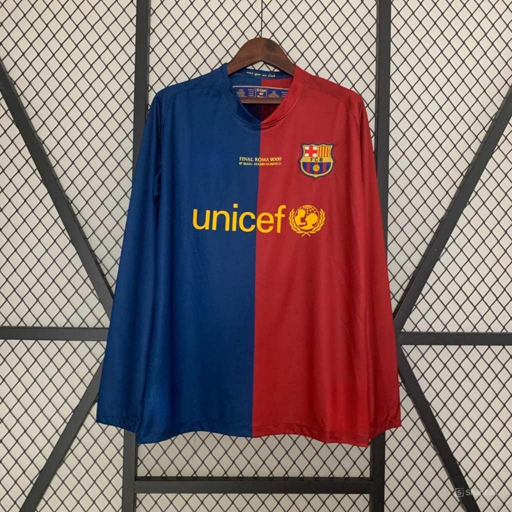 Áo Bóng Đá Retro Barcelona 2008 Dài Tay - Sân Nhà bản cao cấp vải Cotton Polyester