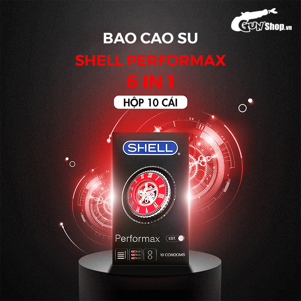 Bao cao su Shell Performax 6 in 1 - Kéo dài thời gian - Hộp 10 cái