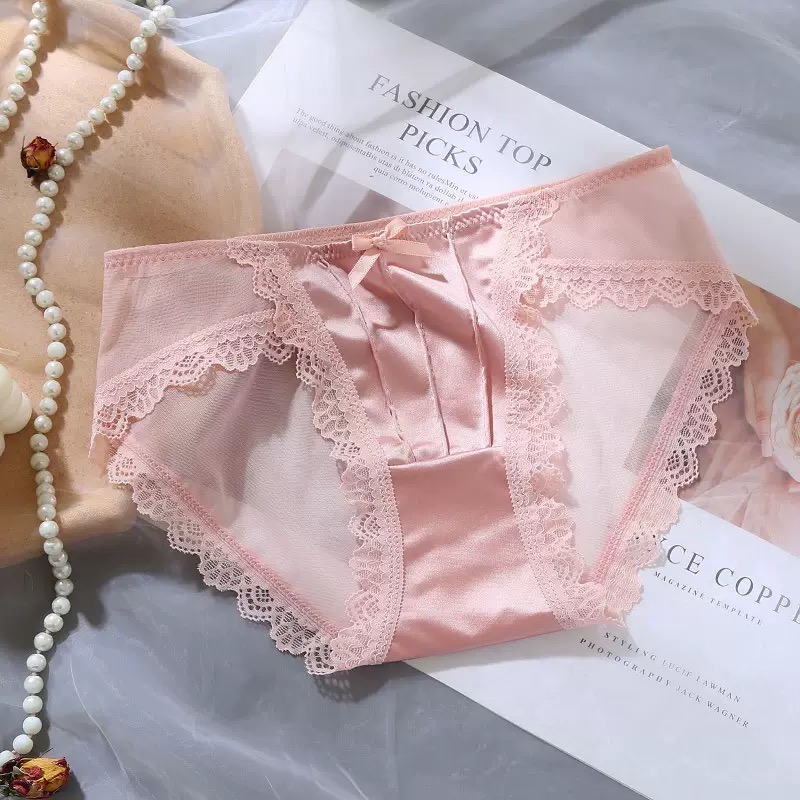 QUẦN LÓT LỤA SATIN CỔ ĐIỂN KIỂU PHÁP VẢI LƯỚI GỢI CẢM REN THUẦN KHIẾT TỪ 40-65KG DÀNH CHO NỮ