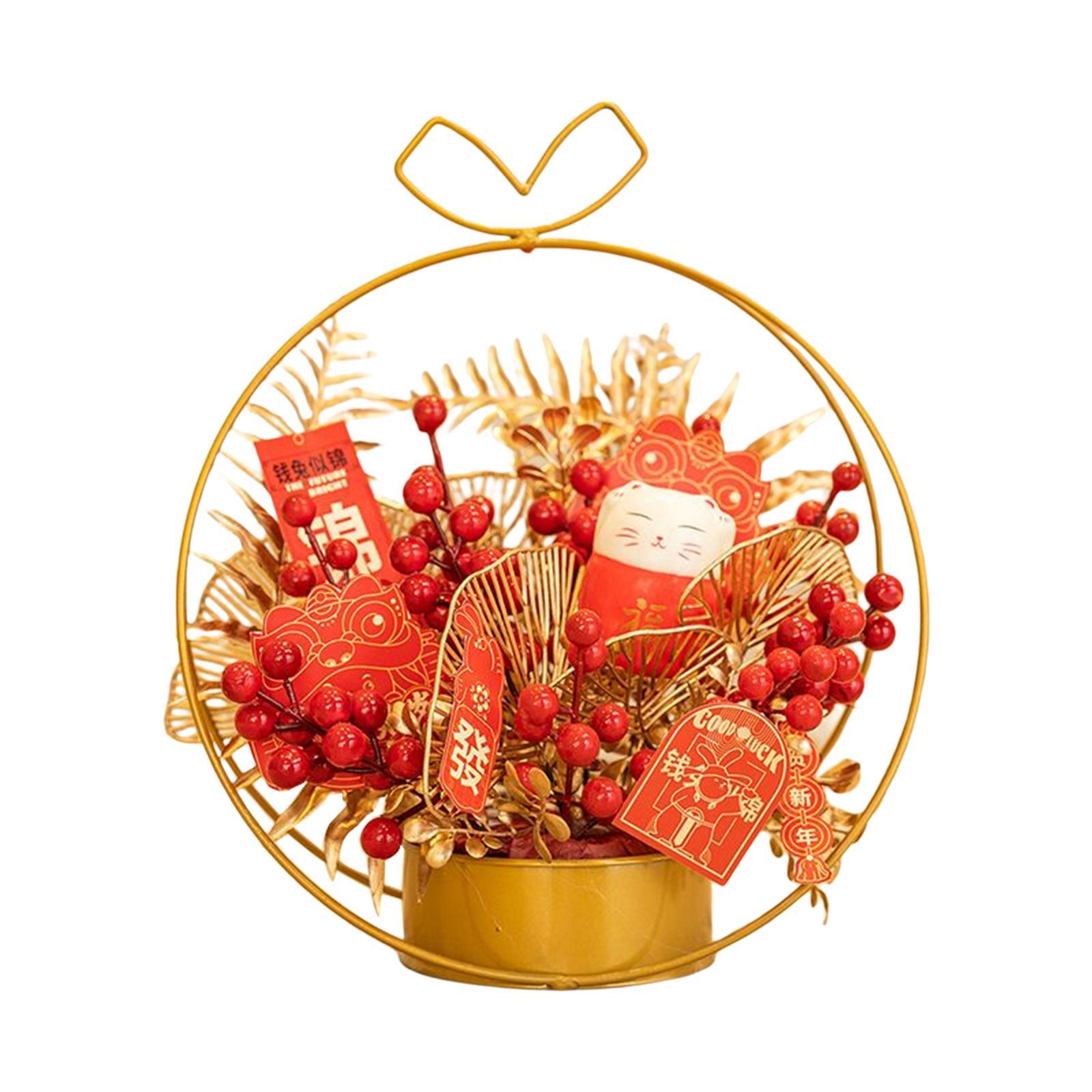 Artificial Flower Basket Ornament Photo Props New Year Party Decoration 2x