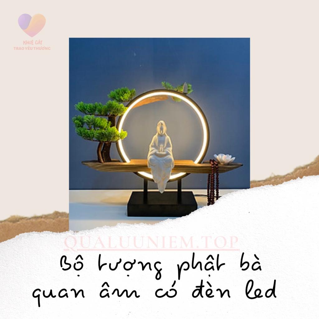 Tượng Phật Bà Quan Âm có vòng đèn LED sáng T12