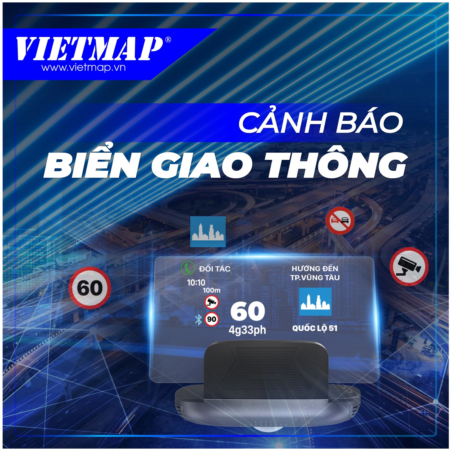 VIETMAP HUD H1N - Bản Suzuki - Màn Hình Hiển Thị Thông Minh - Phụ Kiện Ô tô (bản không có TPMS)