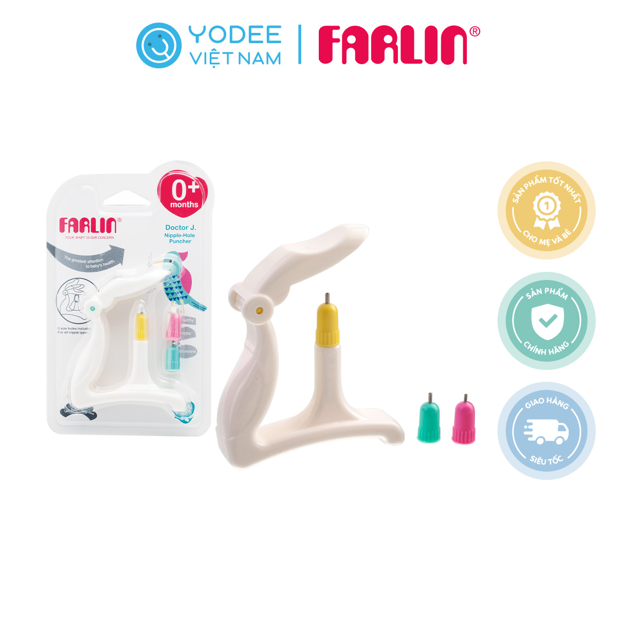 Farlin Dụng cụ đục lỗ núm ti bình sữa với 3 size đầu đục tiện lợi