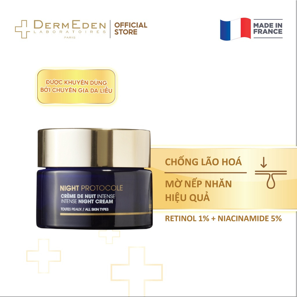 Kem dưỡng ẩm chống lão hóa da, giảm nám tàn nhang DERMEDEN Night Cream Retinol 1% + Niacinamide 5% 50ml