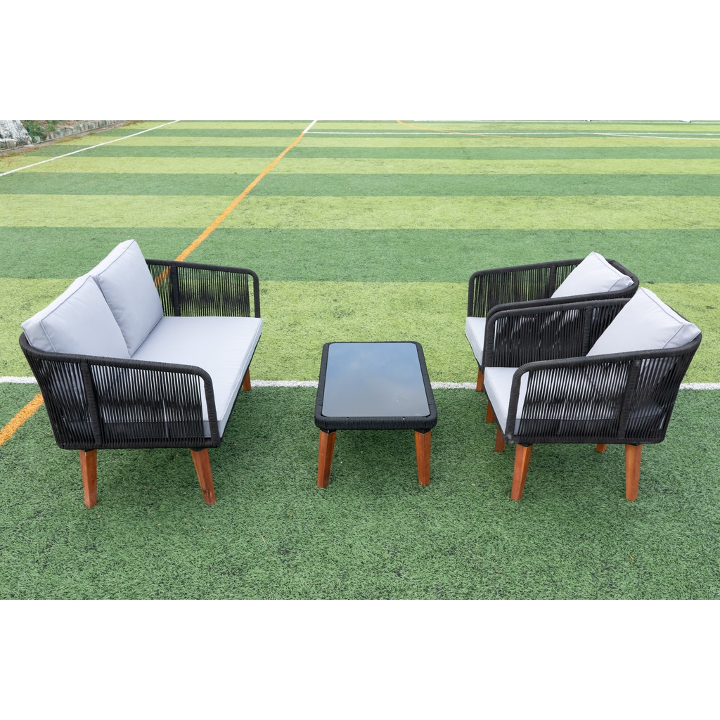 WEGO Bộ Bàn Ghế dây dù chân gỗ - Bộ sofa ngoài trời - Sân vườn // Rope sofa set - Ourdoor sofa - Outdoor furniture