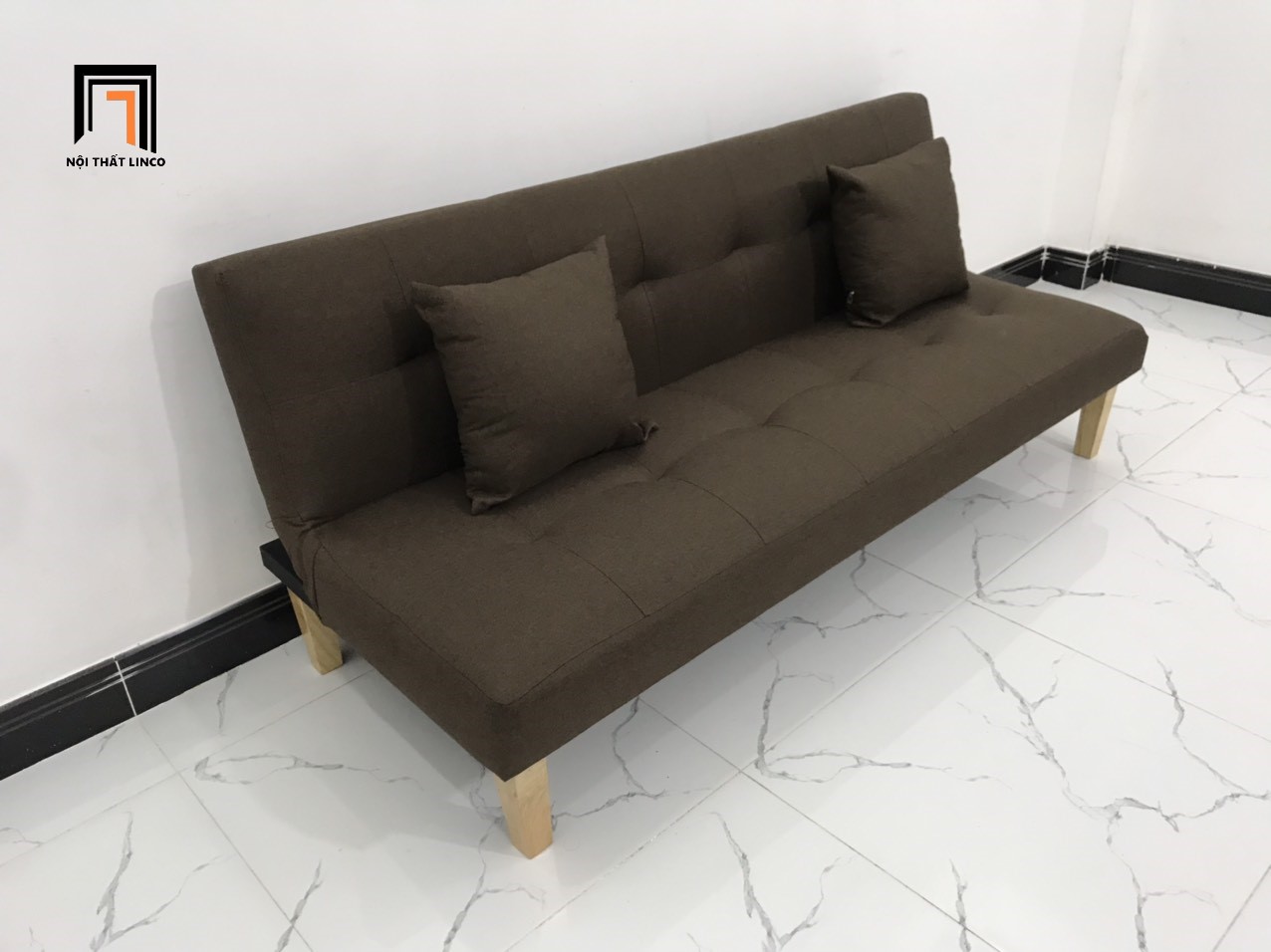 Ghế sofa giường nhỏ gọn nhiều kích cỡ màu nâu đậm