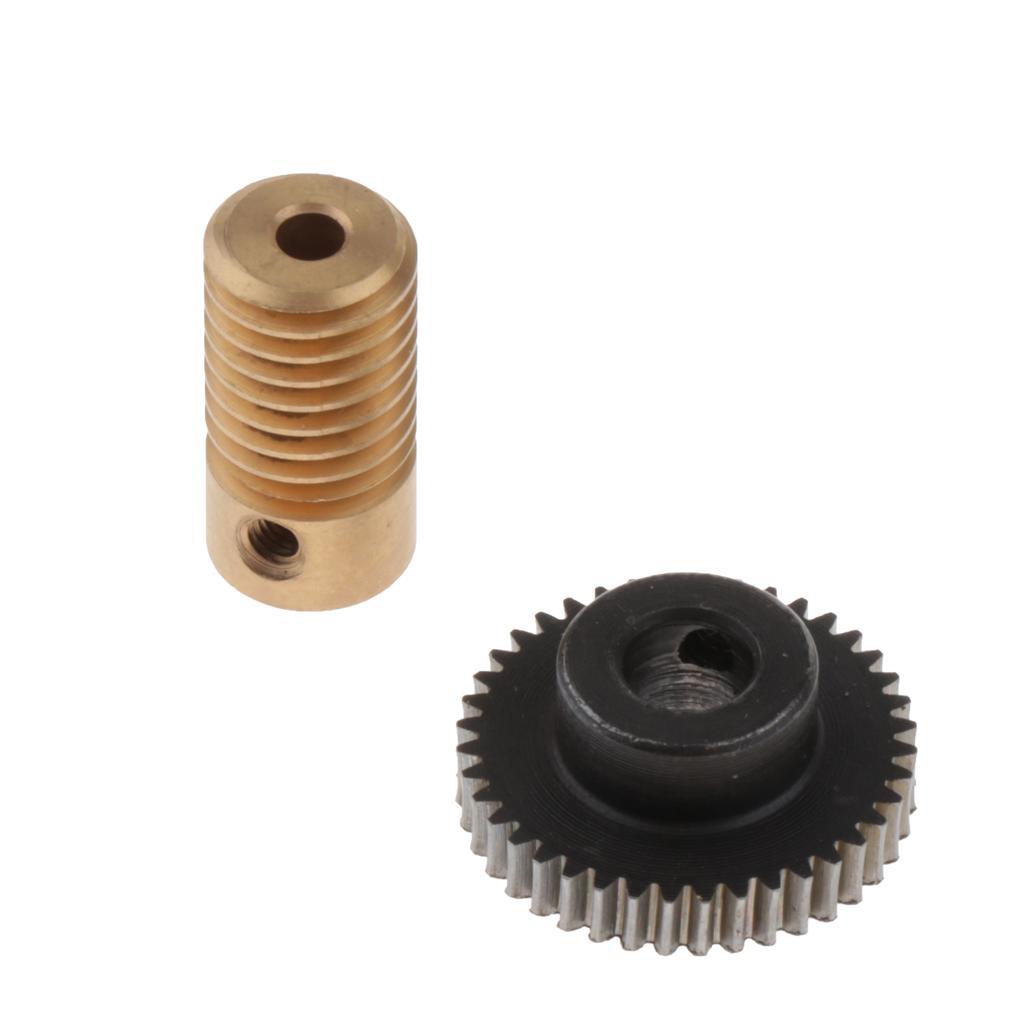 2-4pack 0.5 Modulus Steel Worm Gear Wheel + Brass Gear Shaft Set Hole 3.175mm