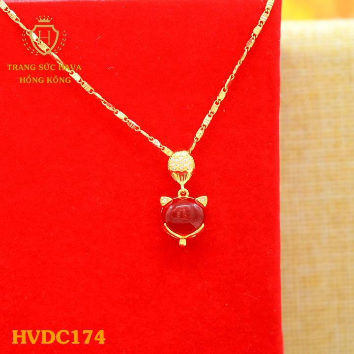 Dây Chuyền, Vòng Cổ Nữ Mặt Hồ Ly Đính Đá Màu Đỏ Xi Mạ Vàng Non Cao Cấp - Trang Sức Hava Hong Kong - HVDC174