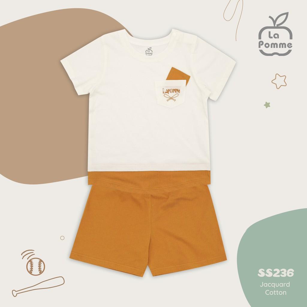 SS236 Bộ cộc tay La Pomme thêu túi Bóng chày cho bé 6 tháng - 5 tuổi