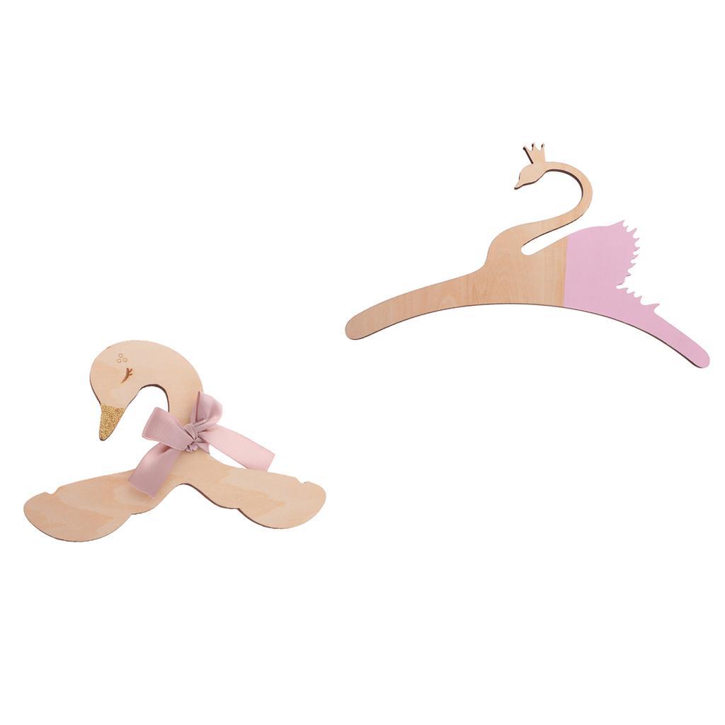 2pcs Swan Wood Hanger Baby Kid Room Nursery Wooden Coat Clothes Hook Hanger