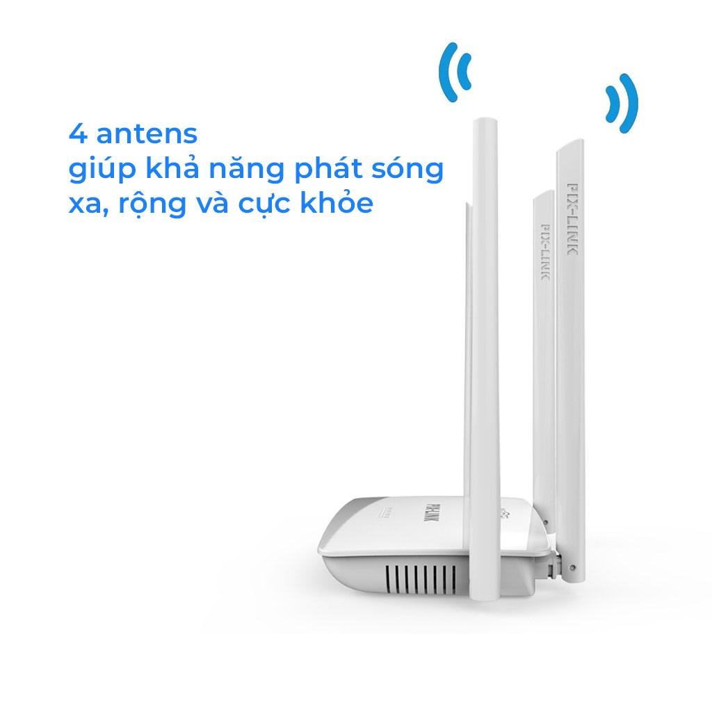 Cục phát wifi 4 râu PIX-LINK LV-WR08, Modem wifi 300Mbps cường độ sóng khỏe, phủ sóng rộng - Hàng chính hãng