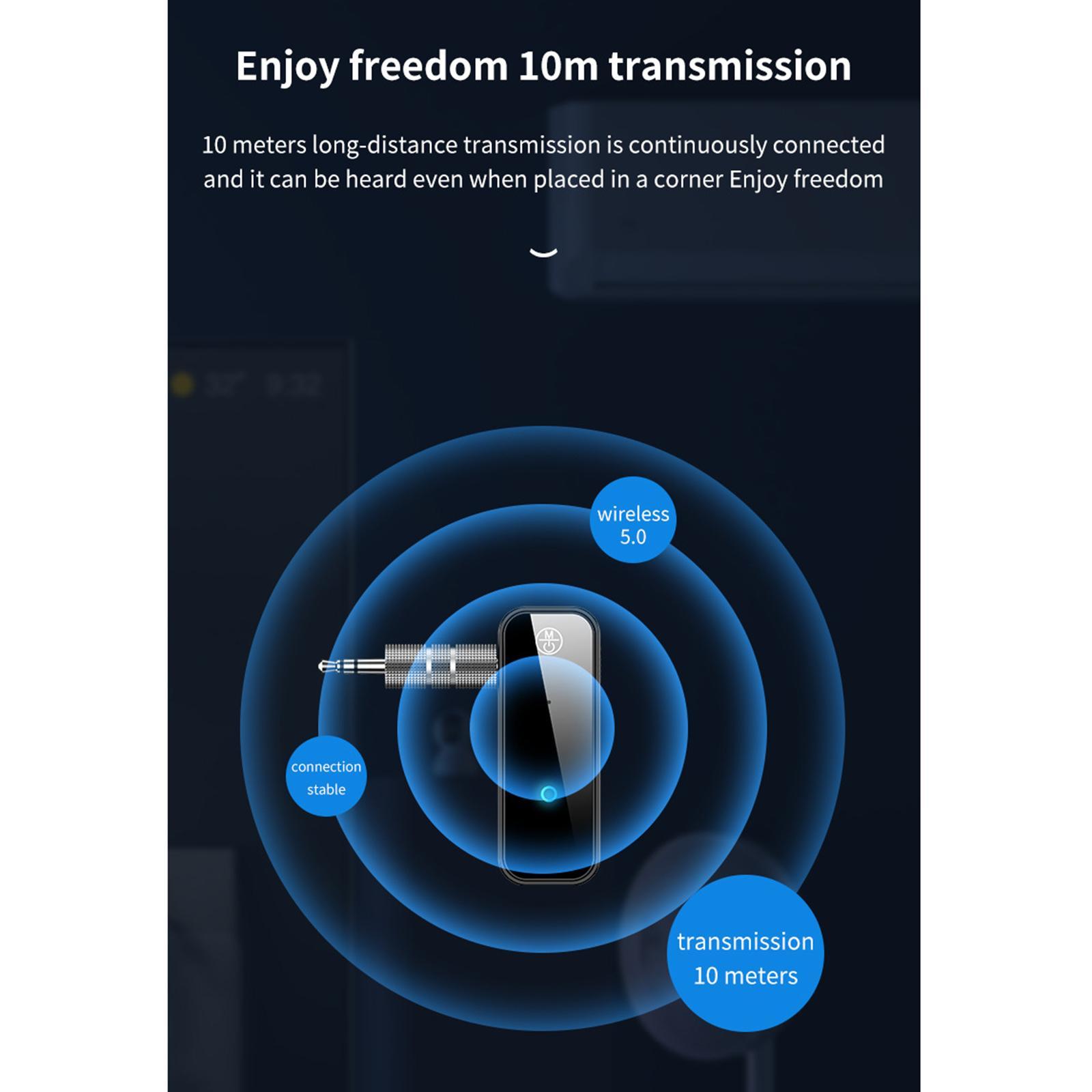 Bluetooth 5.0 Transmitter Receiver 2 IN 1 Wireless Audio 3.5mm Aux Adapter