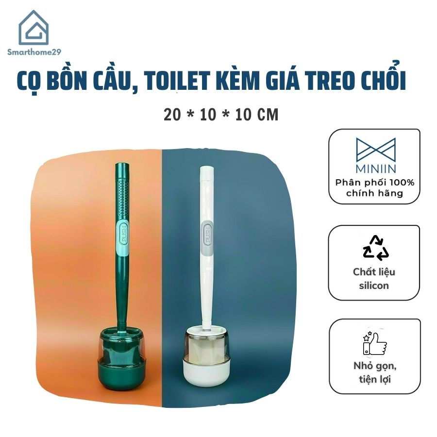 Cọ Bồn Cầu Toilet Nhà Vệ Sinh Cao Cấp Kèm Giá Cắm Chổi Silicon - Hàng Loại 1 - Chính Hãng Miniin