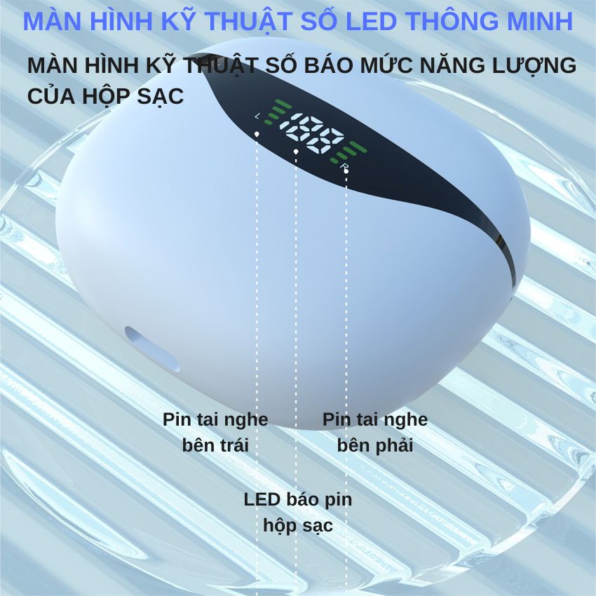 Tai nghe bluetooth không dây CS121 TWS bass mạnh âm thanh nổi có mic đàm thoại màn hình kỹ thuật số cho điện thoại, laptop