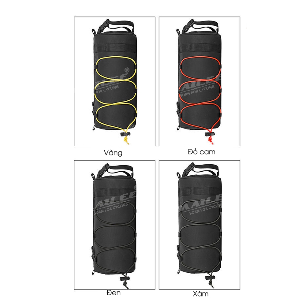 Túi đầu xe đạp tròn đa năng RZ-25 2.5 Lít cho xe đạp núi và đường phố, chống nước, vải POLYESTER, có quai đeo chéo - Mai Lee