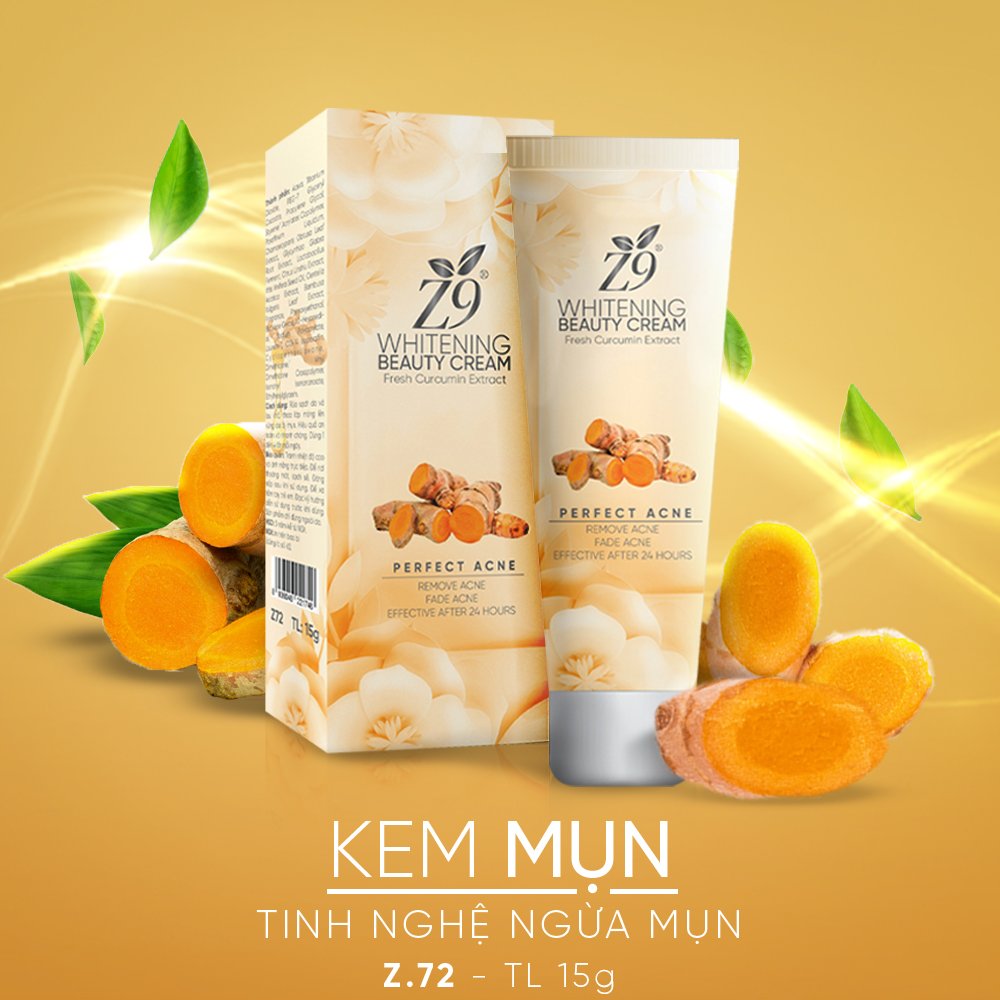 Kem Mụn Z9 Triết Xuất Nghệ Tươi Mờ thâm Giảm Viêm mụn 15g Z72