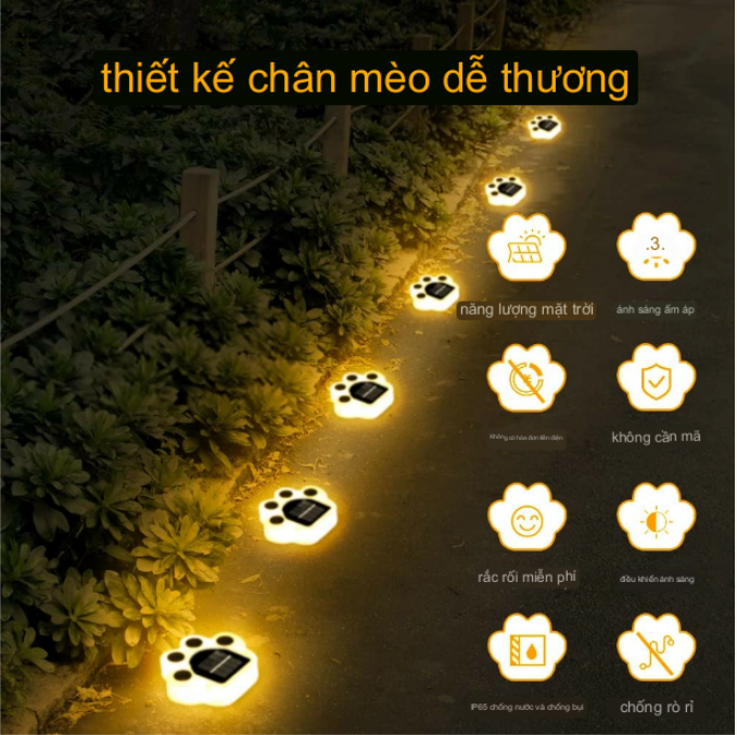 Combo 4 đèn LED năng lượng mặt trời Chân Gấu Trang Trí Sân Vườn BearFoot Solar Lamp - sử dụng 8h liên tục