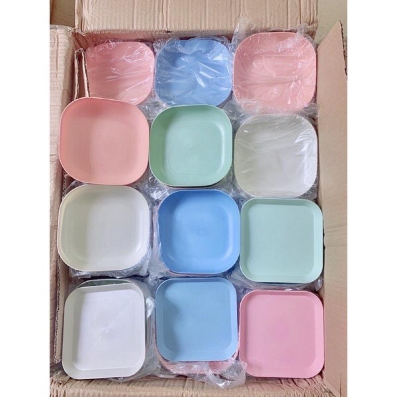 Set 8 dĩa nhựa lúa mạch màu Pastel xinh xắn đựng hoa quả trái cây bánh kẹo trang trí bàn ăn - Bộ 8 dĩa nhiều màu decor