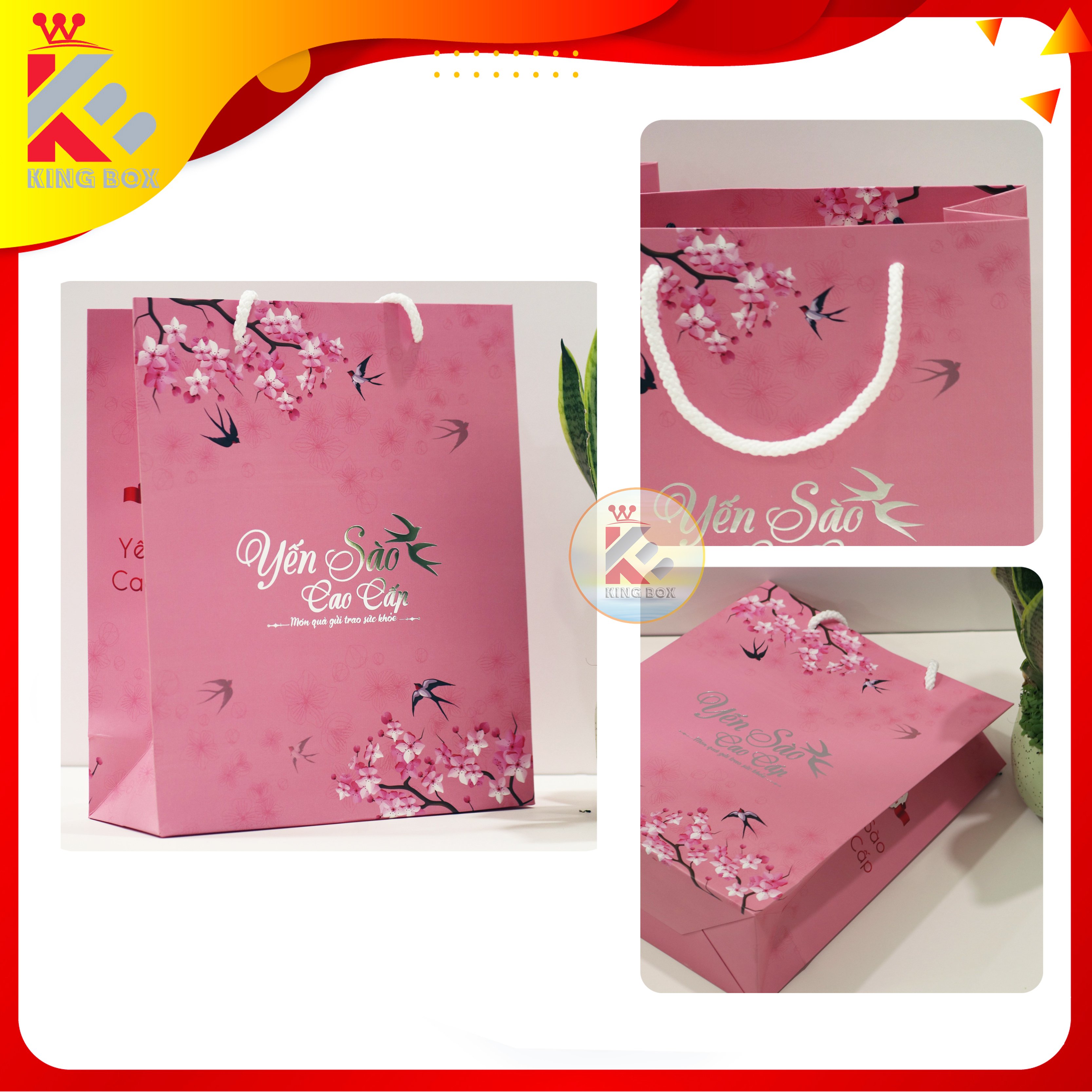 Túi giấy đựng yến sào cao cấp loại trung đựng 100g yến KING BOX
