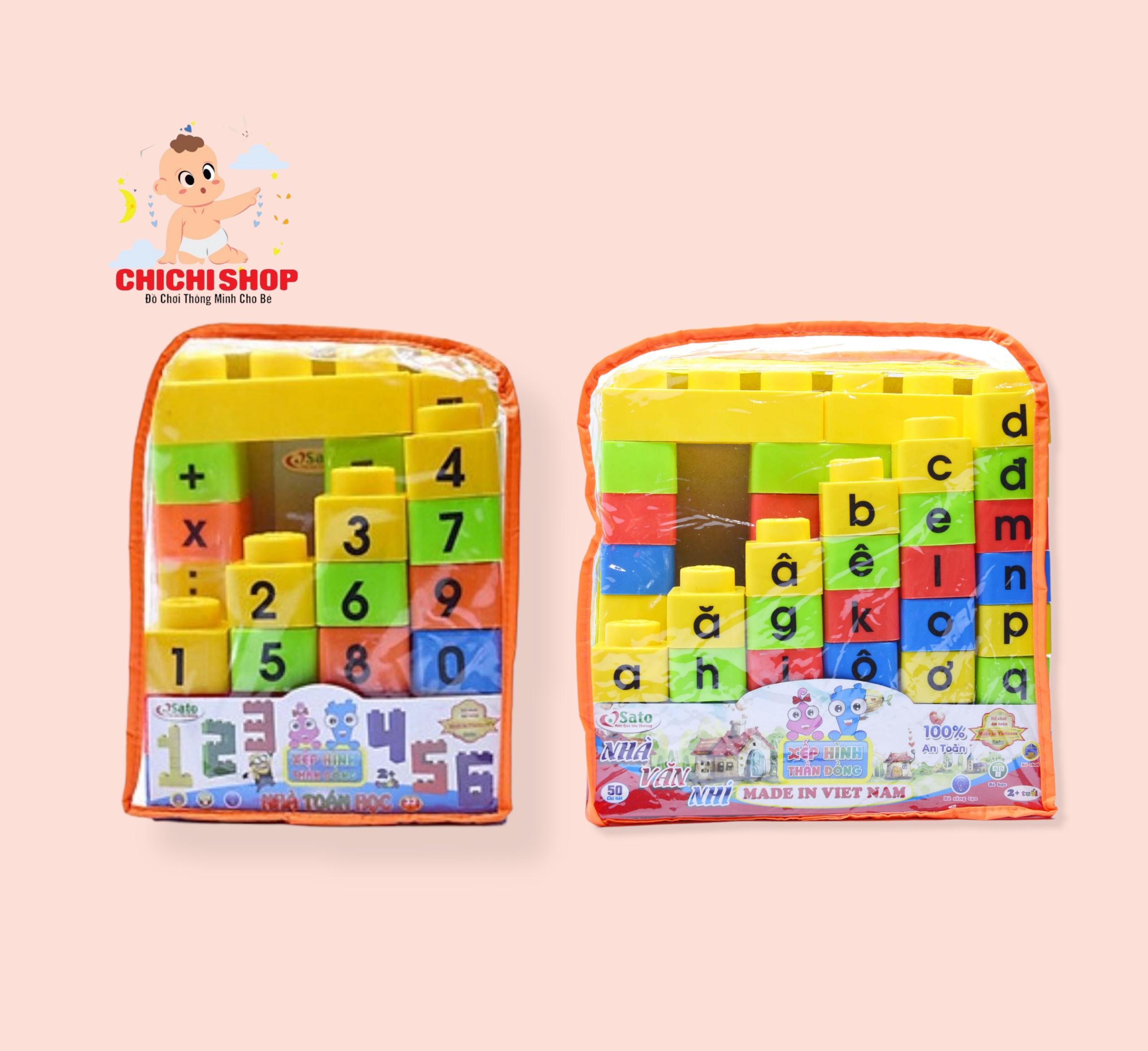 Combo 2 Bộ Đồ Chơi Xếp Hình Thần Đồng Có In Chữ Cái Và Chữ Số Cho Bé Lắp Ghép, Nhận Diện Mặt Chữ Và Mặt Số