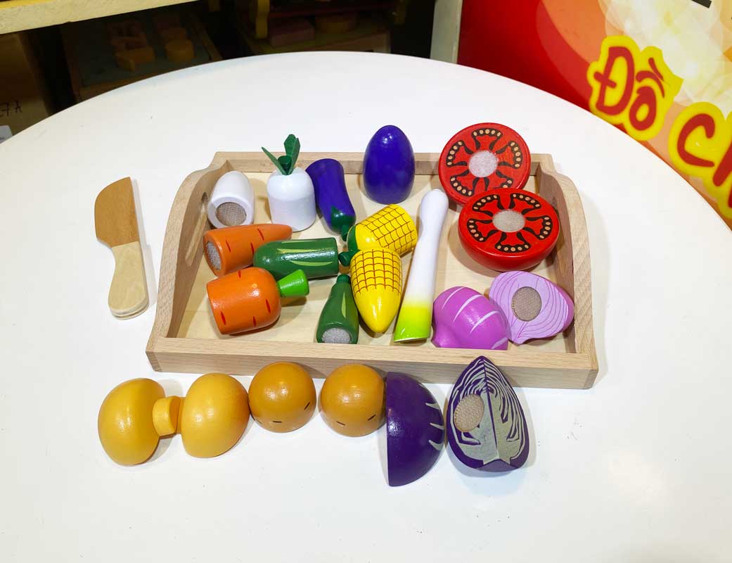 Đồ chơi cắt rau củ bằng gỗ 13 chi tiết đa dạng cho bé chơi nhập vai nấu ăn - Chơi đồ hàng - đồ chơi trẻ em gỗ - đồ chơi mầm non