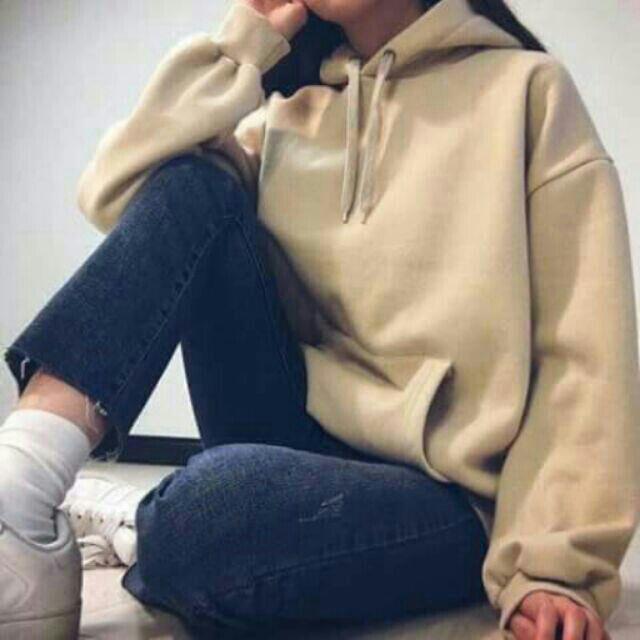 Áo hoodie trơn tay dài nỉ basic unisex