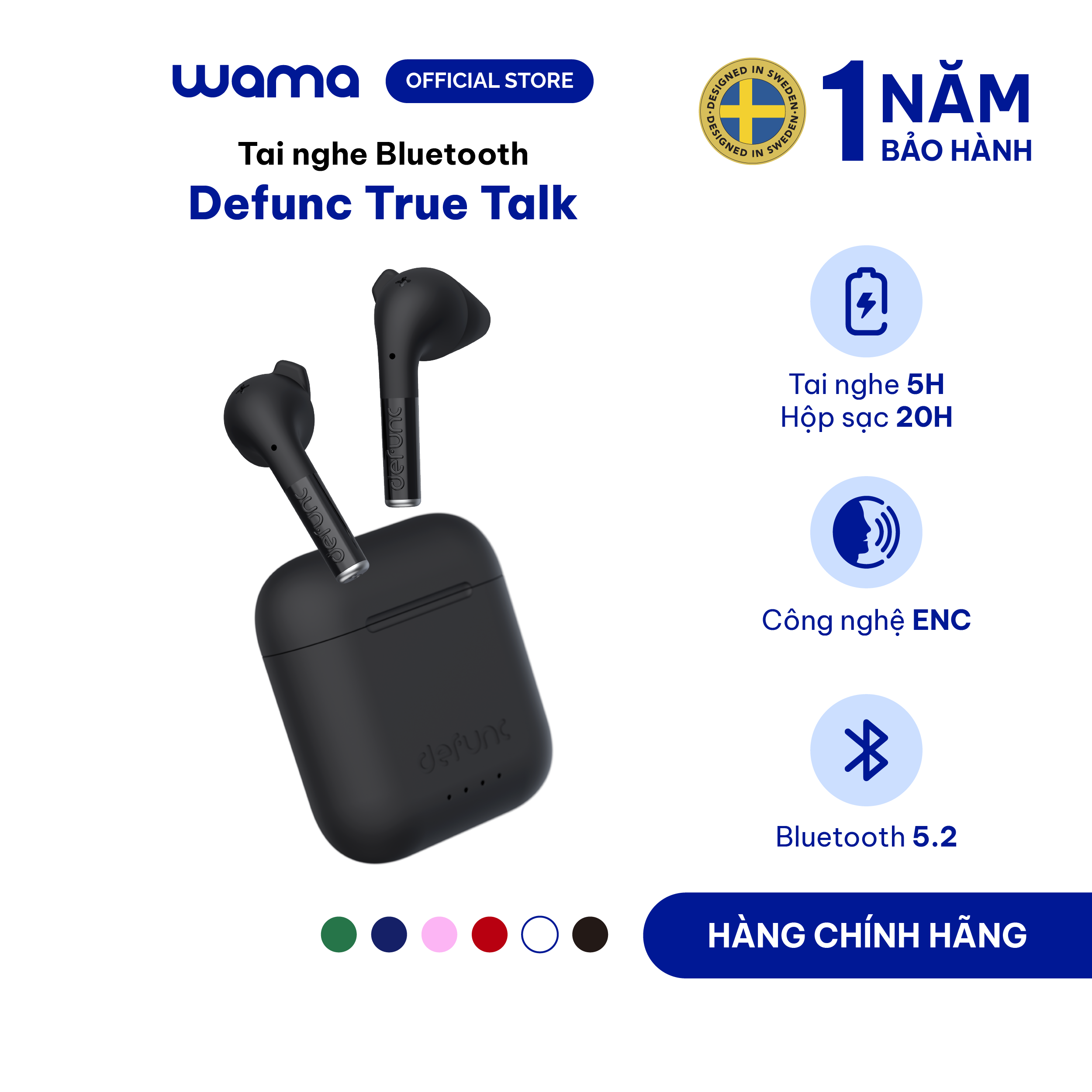 Tai nghe TRUE TALK TWS Earbuds Defunc - Hàng chính hãng - Bảo hành chính hãng 1 năm