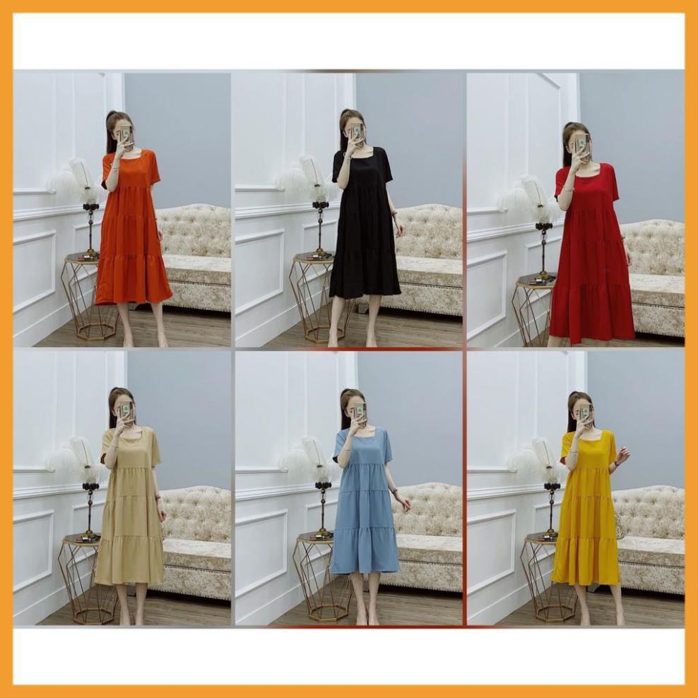 Váy bầu thiết kế baby cổ vuông ( ảnh thật) (shop Tatoco
