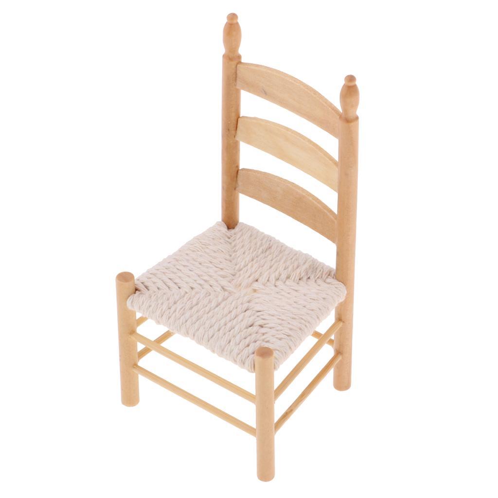 1/12 Miniature Furniture Wooden Chair For Dolls House Dining Room Accs
